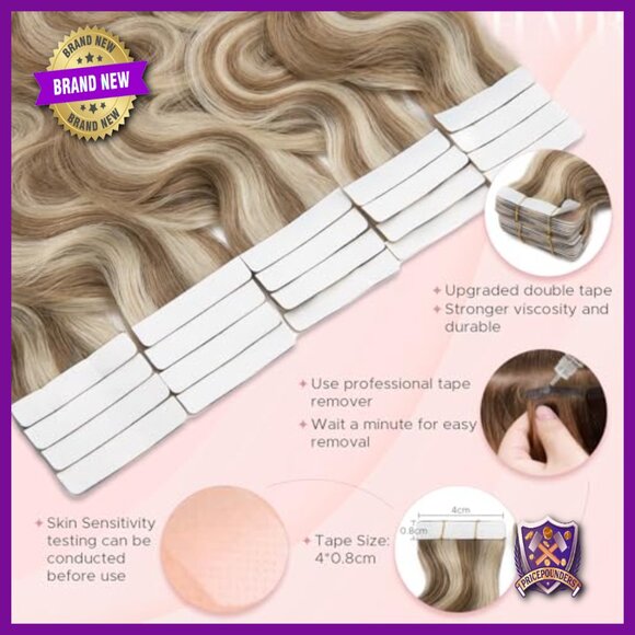 14 Inch Tape In Human Hair Extensions 20pc Wavy Professional Set main image 5